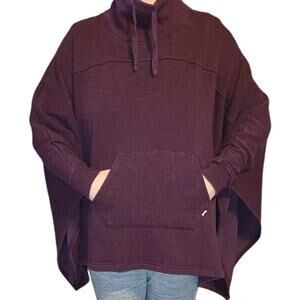 Ugg Burgundy Maroon Oversized Fleece Lined Poncho Sweater Cape Sz Sm Fits 12/14